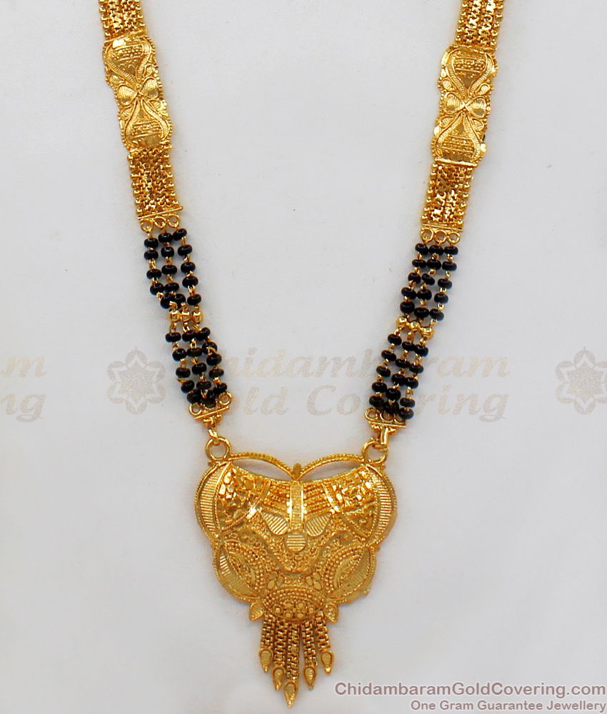 Four Line Traditional Long Gold Mangalsutra Haram For Married Womens HR2054