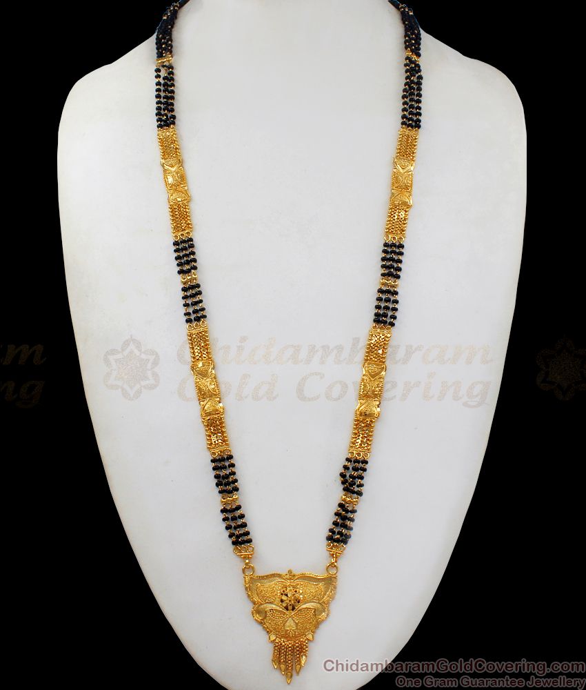 Attractive Long Gold Four Line Mangalsutra Haram For Married Women HR2055