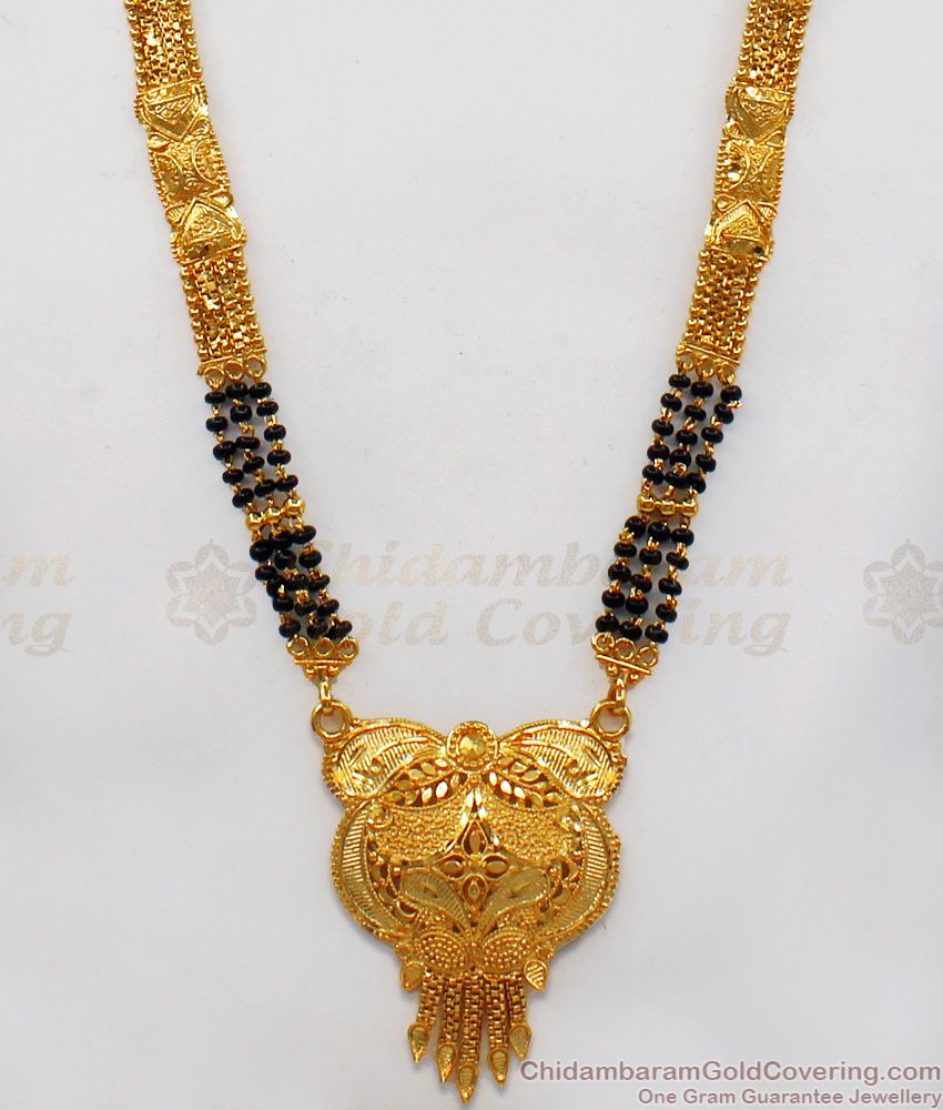 One Gram Gold Long Four Line Mangalsutra Haram For DAily Use HR2056