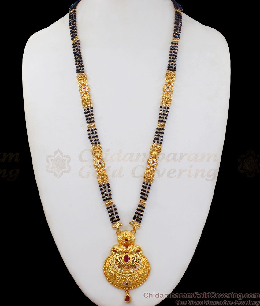 AD Stone Forming Black Beads Gold Mangalsutra Shop Online HR2061