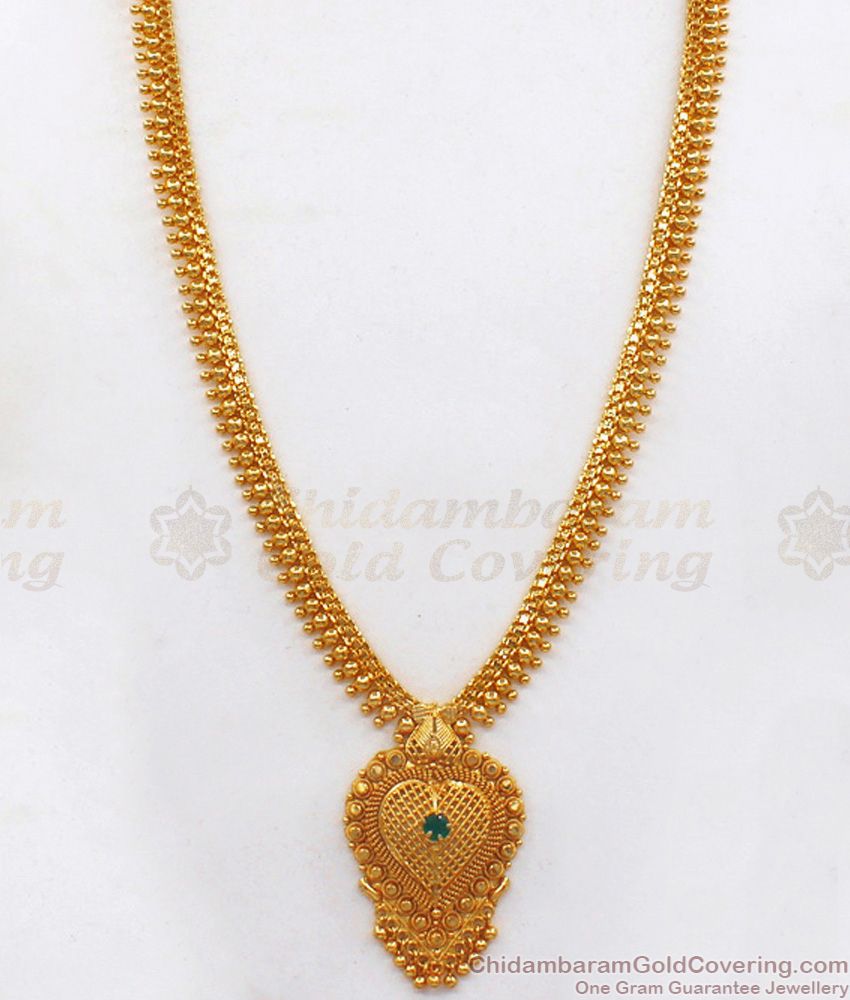 Heart Design Emerald Stone One Gram Gold Haram Bridal Wear HR2064 Heart Design Emerald Stone One Gram Gold Haram Bridal Wear HR2064