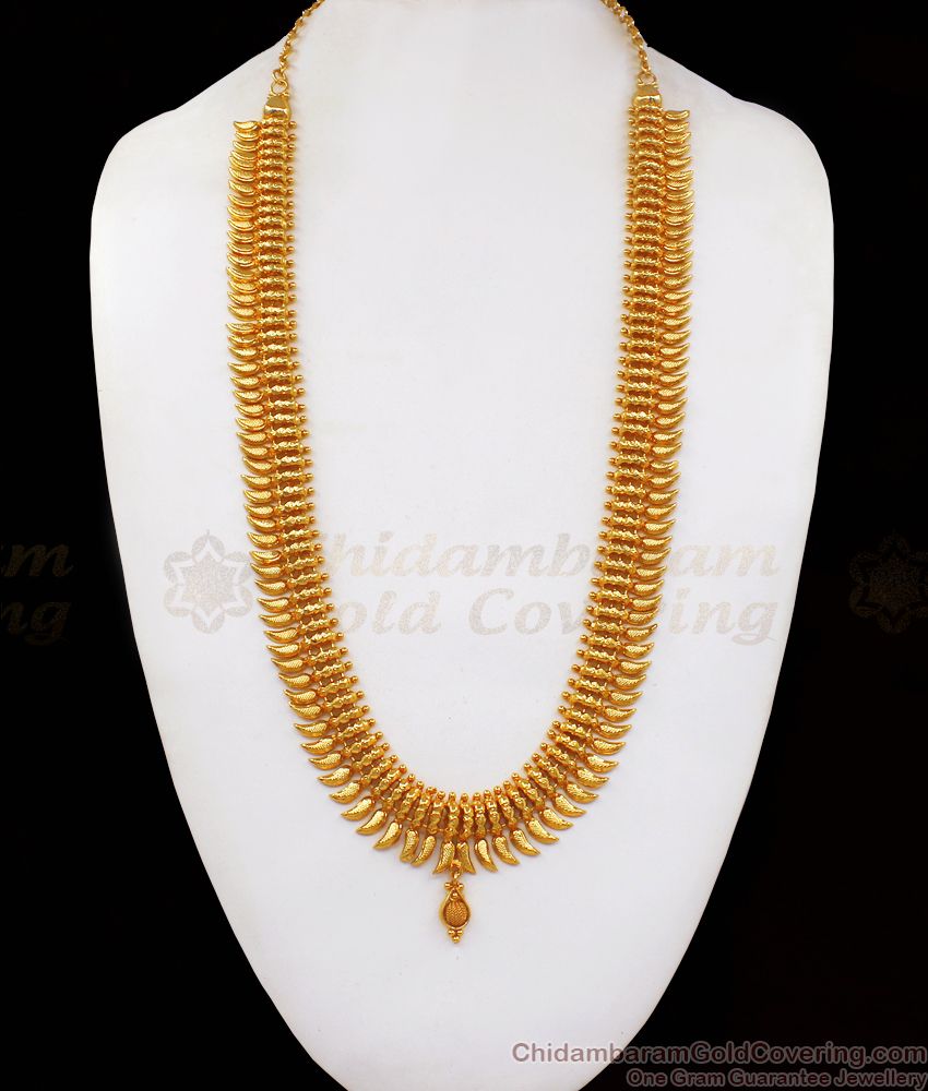 Latest Mullai Design One Gram Gold Long Haram Designs HR2077