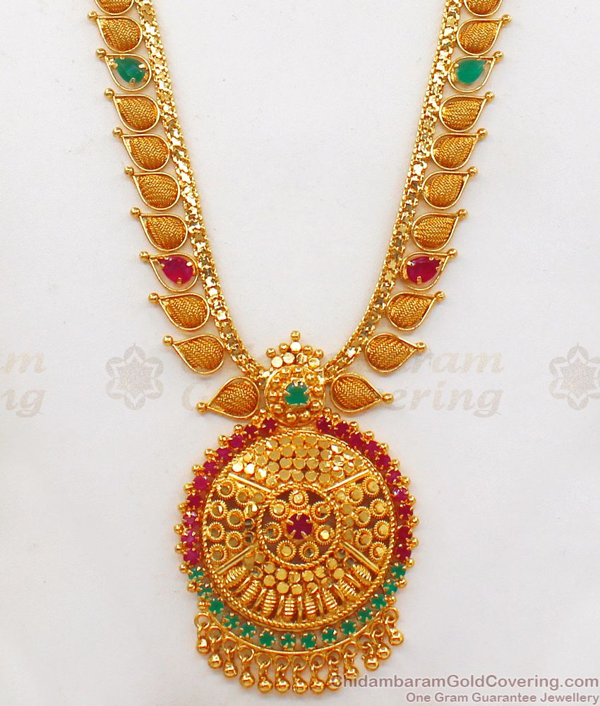 Big Dollar Ruby Emerald Stone Gold Long Haram Designs HR2086