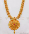 Single Ruby Stone One Gram Gold Long Haram Bridal Wear HR2089