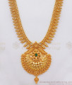 Wedding Collection One Gram Gold Long Haram With Emerald Stone HR2094