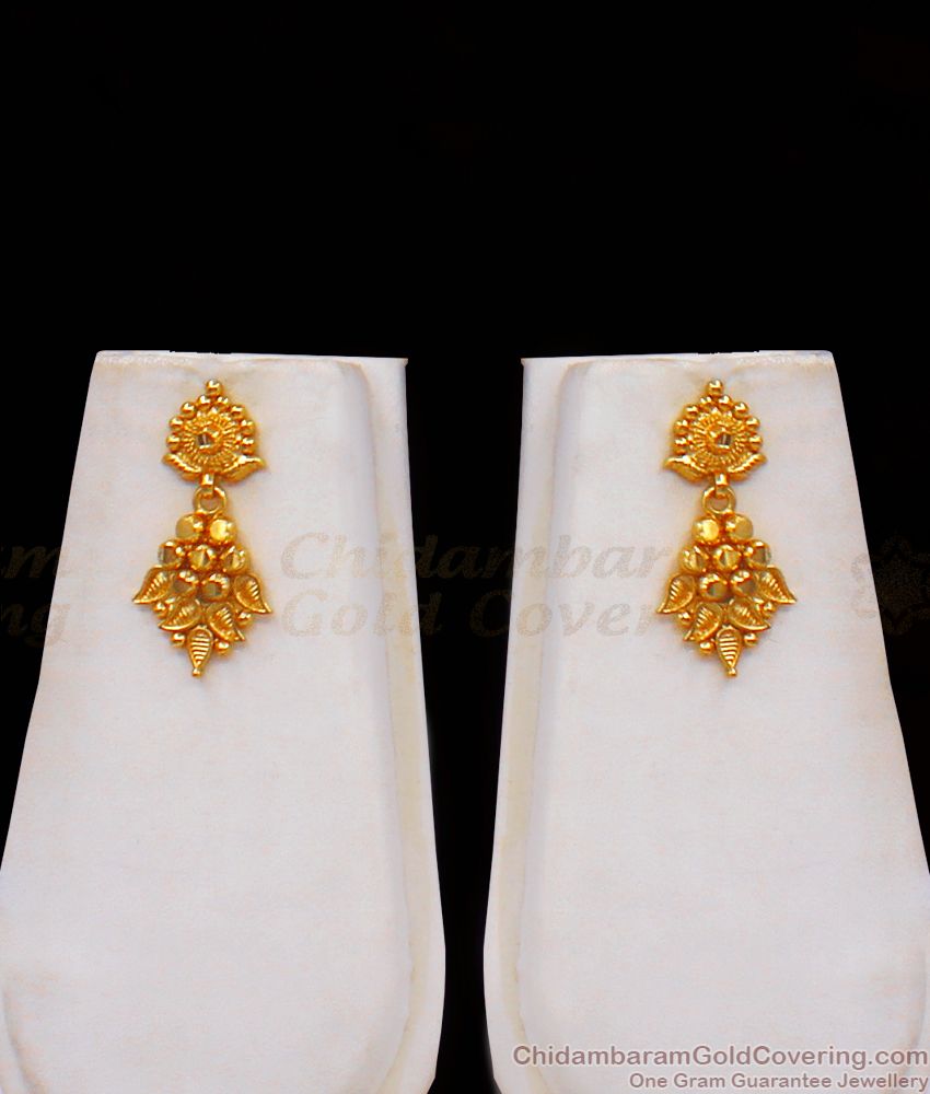 Leaf Mullai Design One Gram Gold Forming Haram Earrings Set HR2112