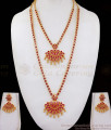 Original Impon Ruby Stone One Gram Gold Haram Necklace Combo HR2113
