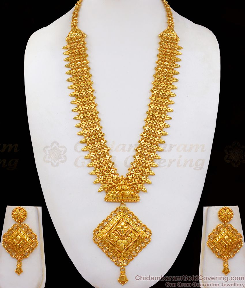 Grand Bridal Wear Gold Forming Haram Earrings Set HR2120
