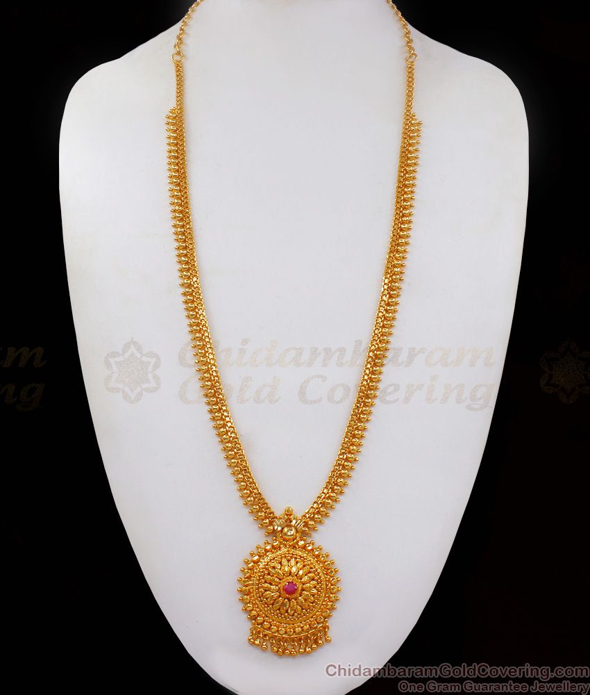 Traditional One Gram Gold Haram Designs From Chidambaram Gold Covering HR2125