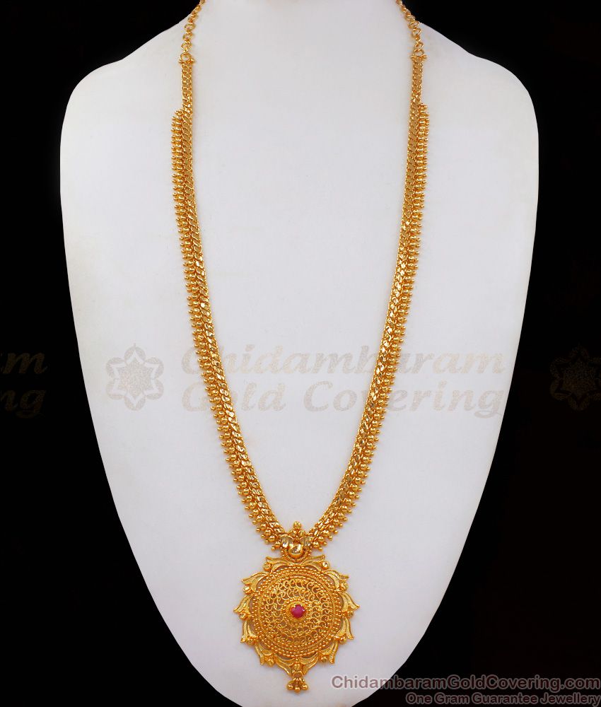 New One Gram Gold Haram Design With Single Ruby Stone Jewelry HR2130