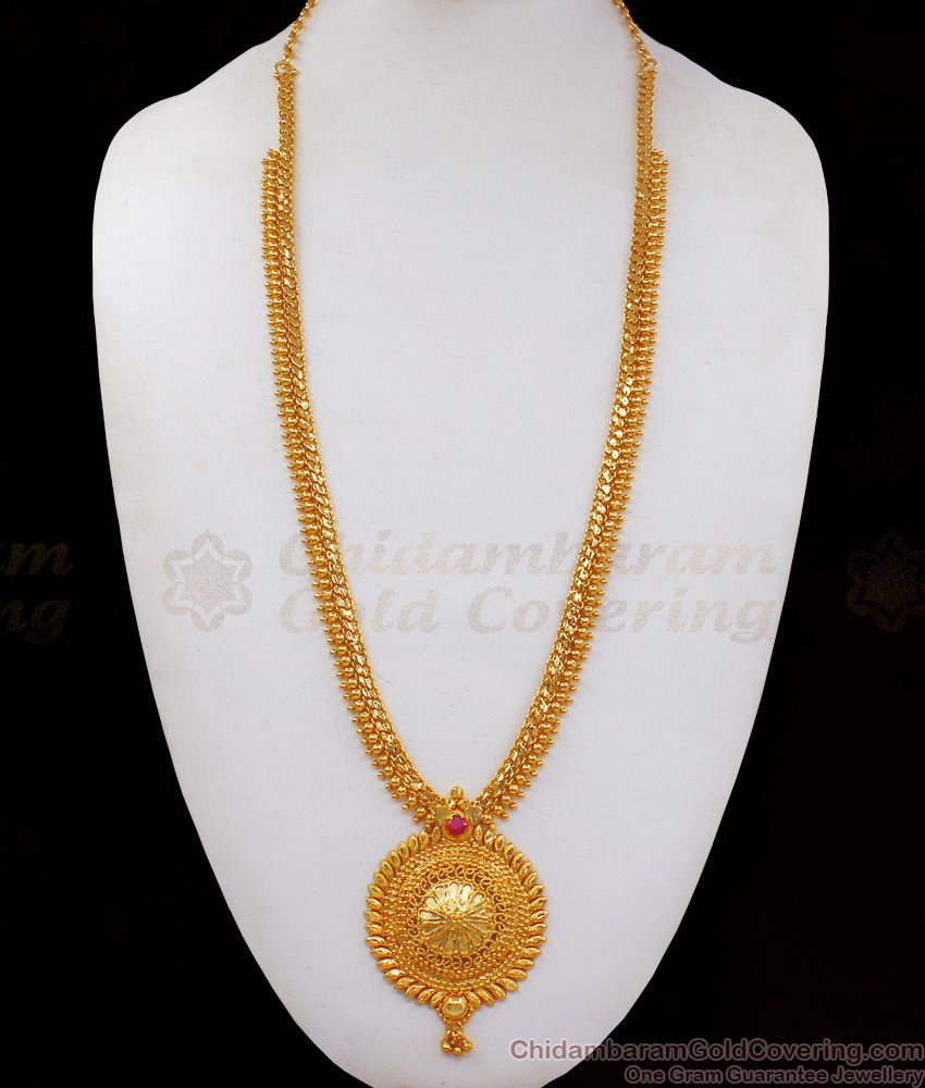 Single Stone Gold Haram Ruby Stone Bridal Wear HR2135