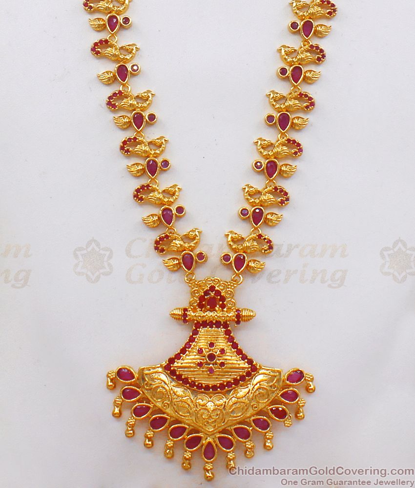 Grand Bridal Necklace CZ Stone Gold Haram Peacock Earrings HR2140 Grand Bridal Necklace CZ Stone Gold Haram Peacock Earrings HR2140