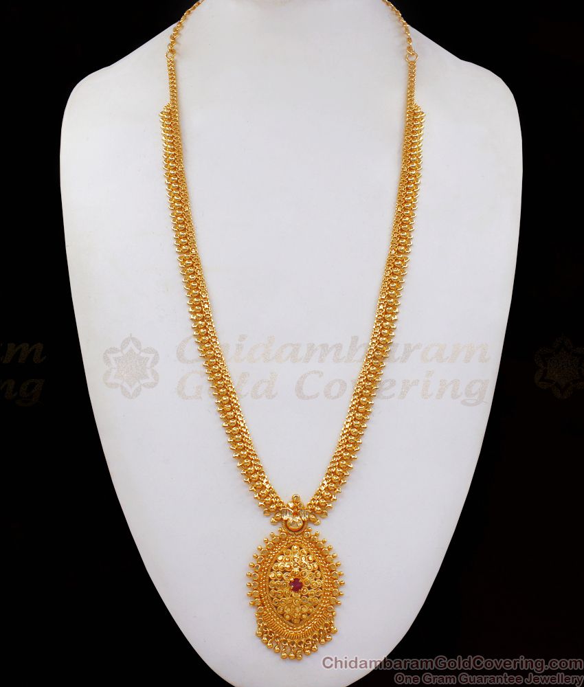 Ruby Red Stone Gold Haram Daily Wear Shop Online HR2142