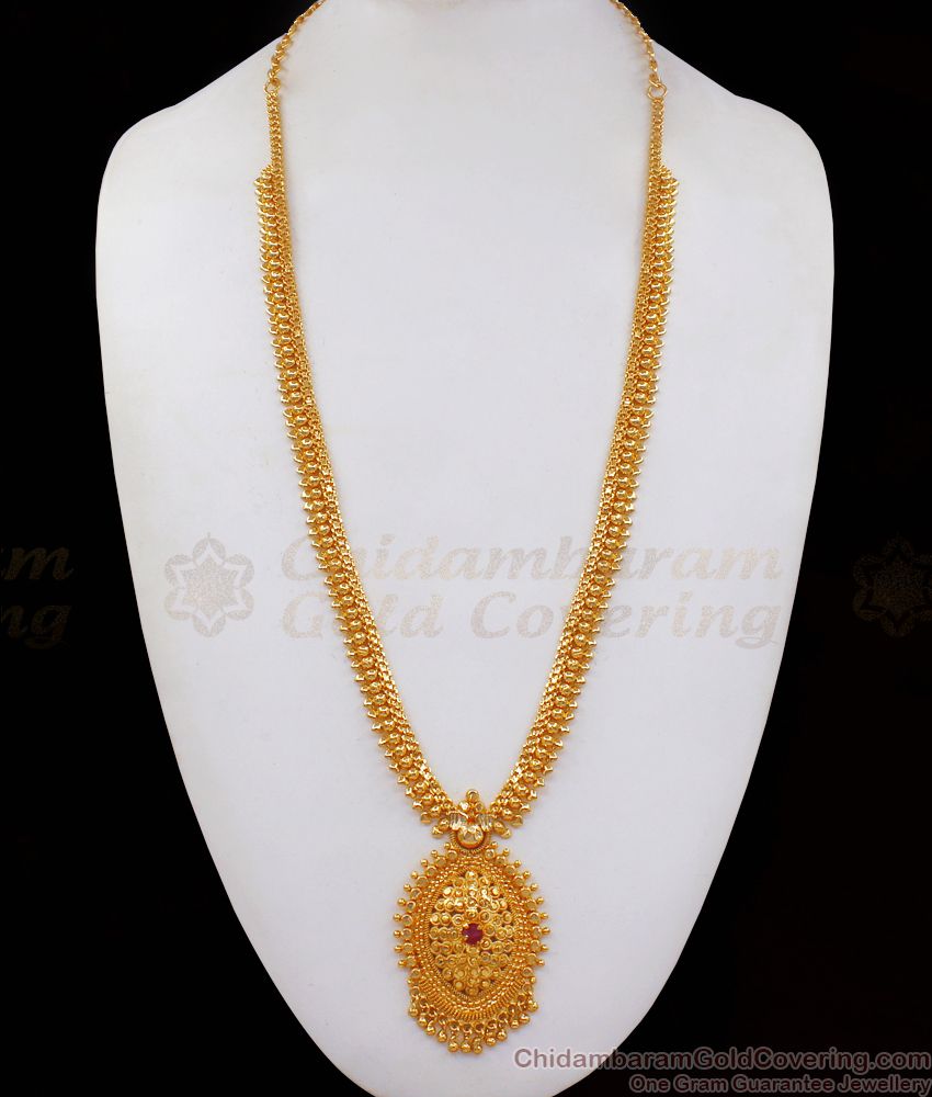 Ruby Red Stone Gold Haram Daily Wear Shop Online HR2142 Ruby Red Stone Gold Haram Daily Wear Shop Online HR2142