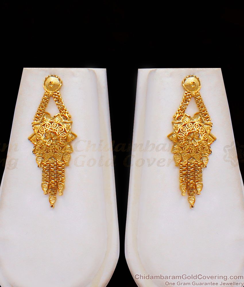 Hanging Pattern Forming Gold Haram Earring Combo HR2157