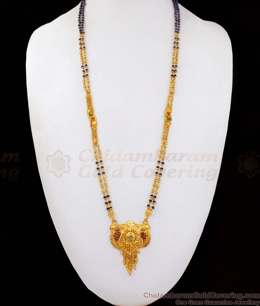 Forming Design Two Line Mangalsutra Diamond Stone Red Shades HR2165