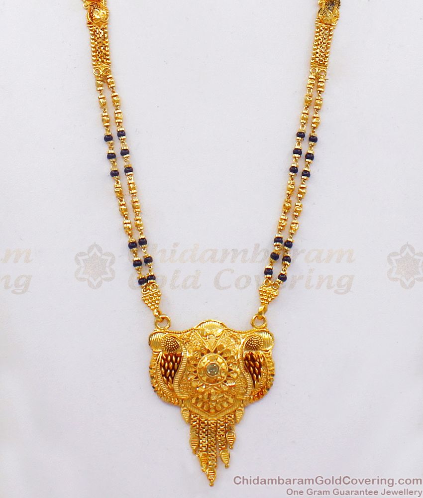 Forming Design Two Line Mangalsutra Diamond Stone Red Shades HR2165