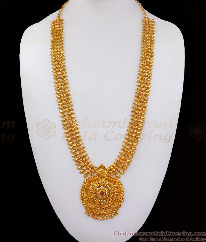 Classic Gold Plated Mango Haram Ruby Stone Bridal Jewelry HR2175