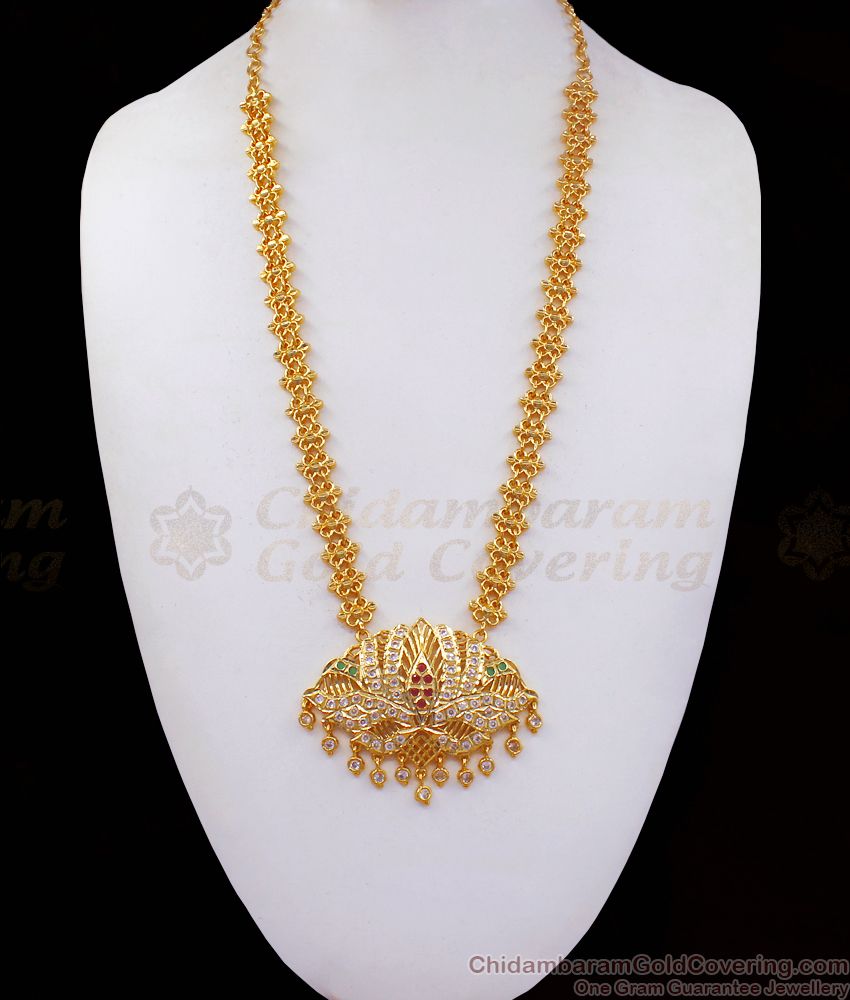 Traditional Lotus Design Dollar Impon Multi Stone Haram HR2179