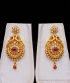 Grand Ruby Stone Gold Haram Earring Combo Necklace Set HR2181