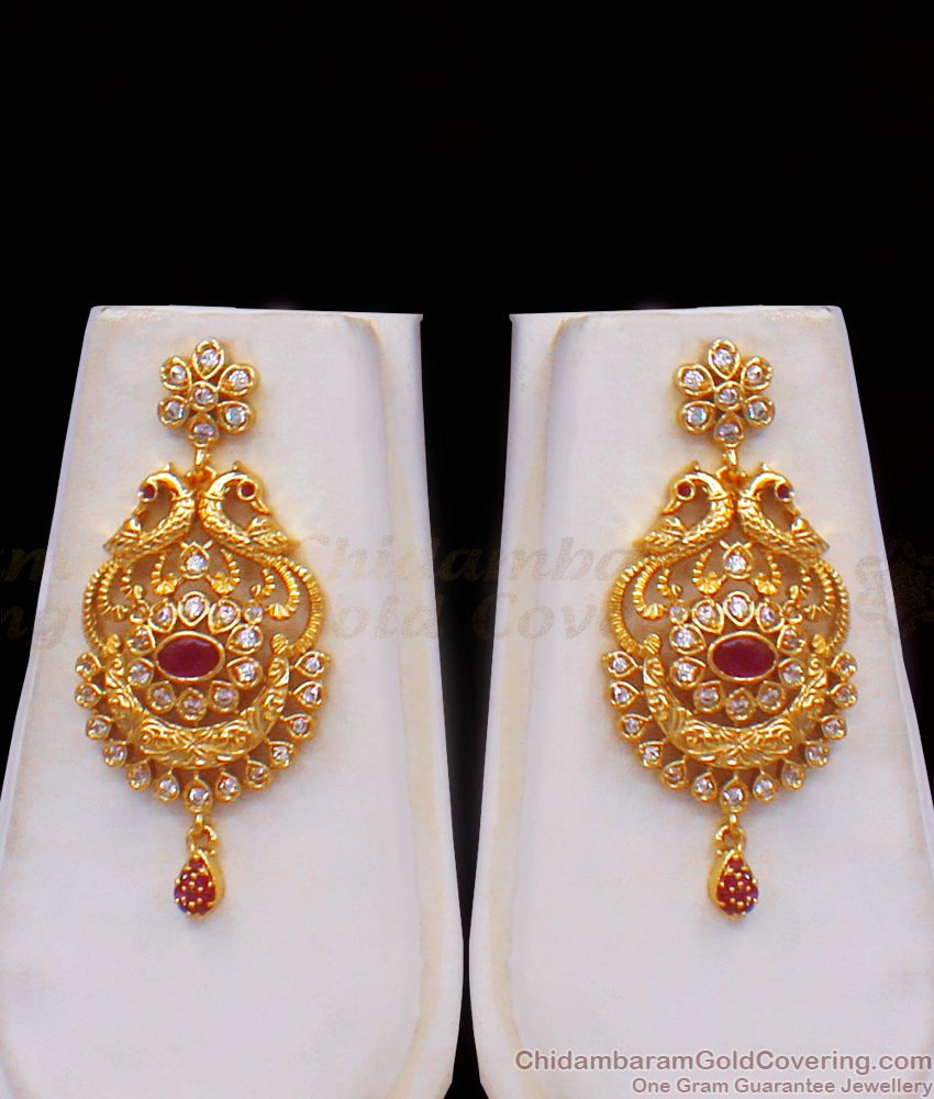 Grand Ruby Stone Gold Haram Earring Combo Necklace Set HR2181