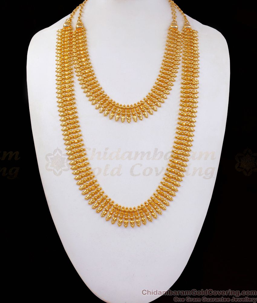 Gold Mullaipoo Haram Broad Design Necklace Combo HR2183