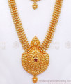 One Gram Gold Ruby Stone Mango Haram Necklace Combo HR2186