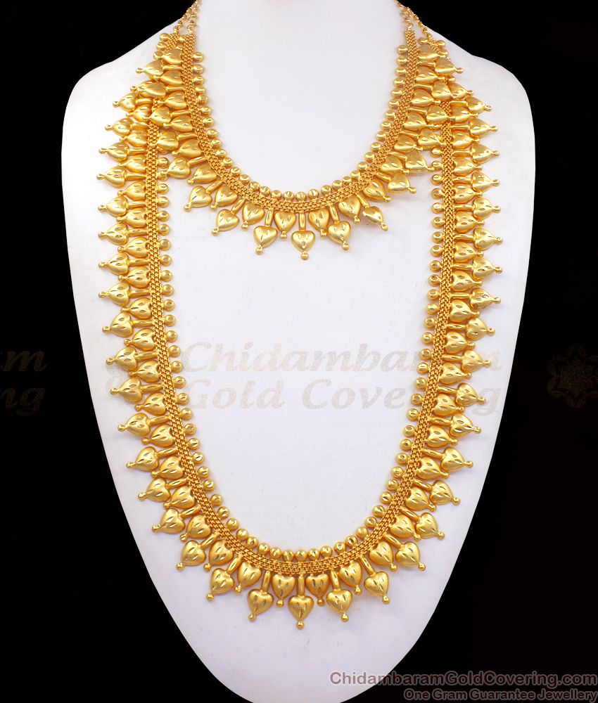 Lovely Big Gold Heart Bridal Wear Haram Necklace Combo HR2192