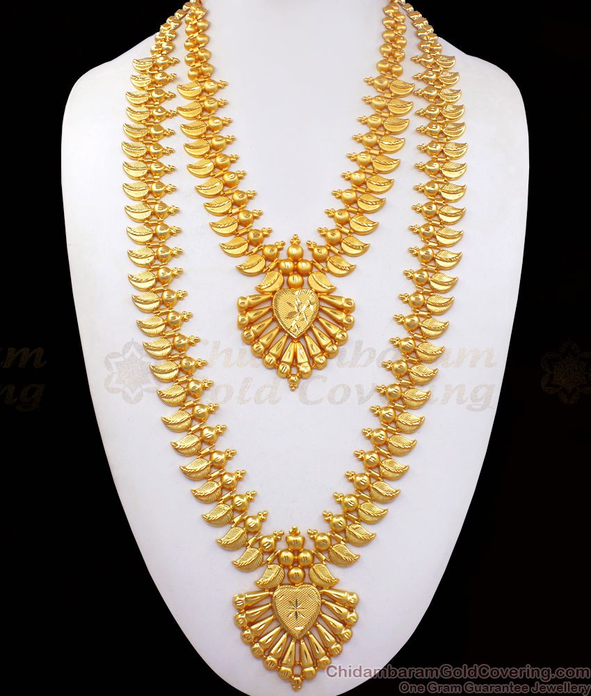 Fascinating Light Weight Forming Kerala Haram Collection Necklace Combo HR2193