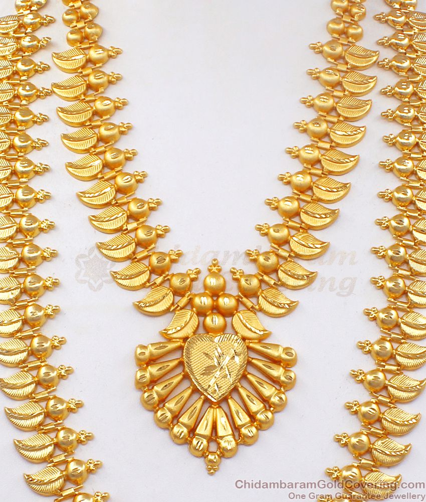 Fascinating Light Weight Forming Kerala Haram Collection Necklace Combo HR2193