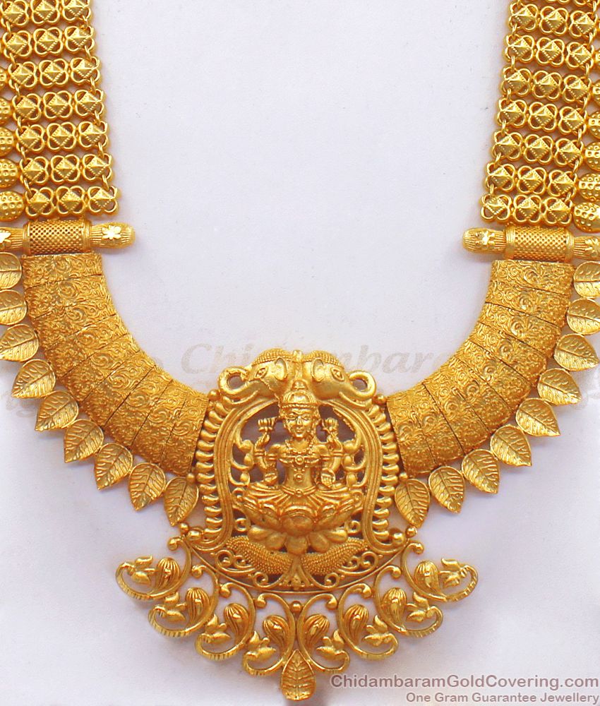 Grand Traditional Lakshmi Kerala Bridal Jewelry Very Long Forming Haram HR2196