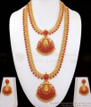 Gorgeous Full Ruby Stone Bridal Wear Gold Haram Necklace Combo HR2220