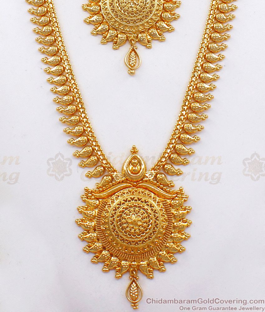 Gold Plated Guaranteed Bridal Necklace And Haram Set HR2223