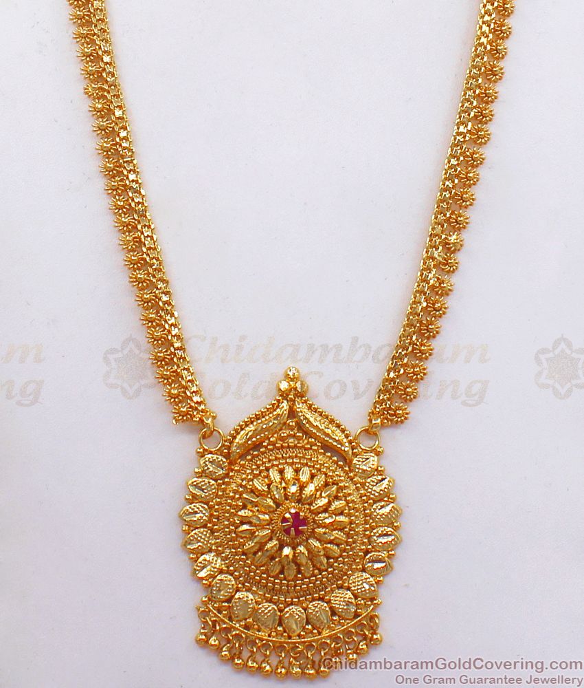 Mini Flower Beads Gold Ruby Stone Haram Bridal Wear HR2230
