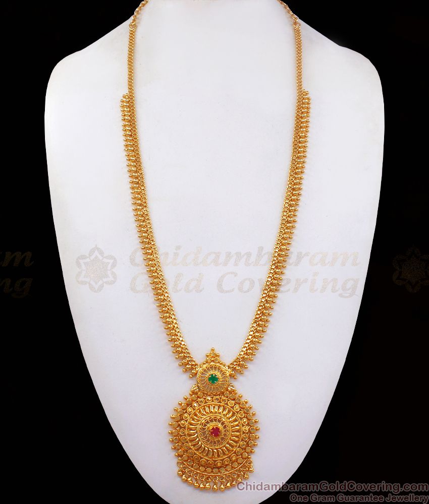 Grand Bridal Wear Emerald Ruby Stone Gold Haram HR2232