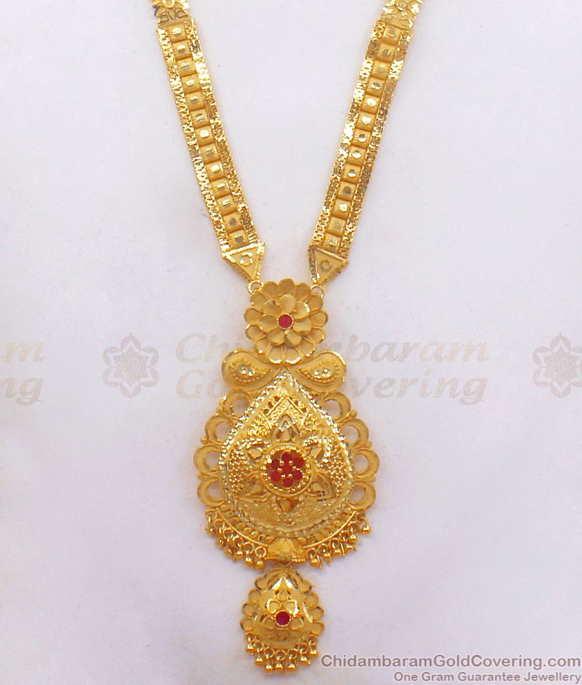 Light Weight Gold Haaram Earring Combo Forming Bridal Collections HR2238