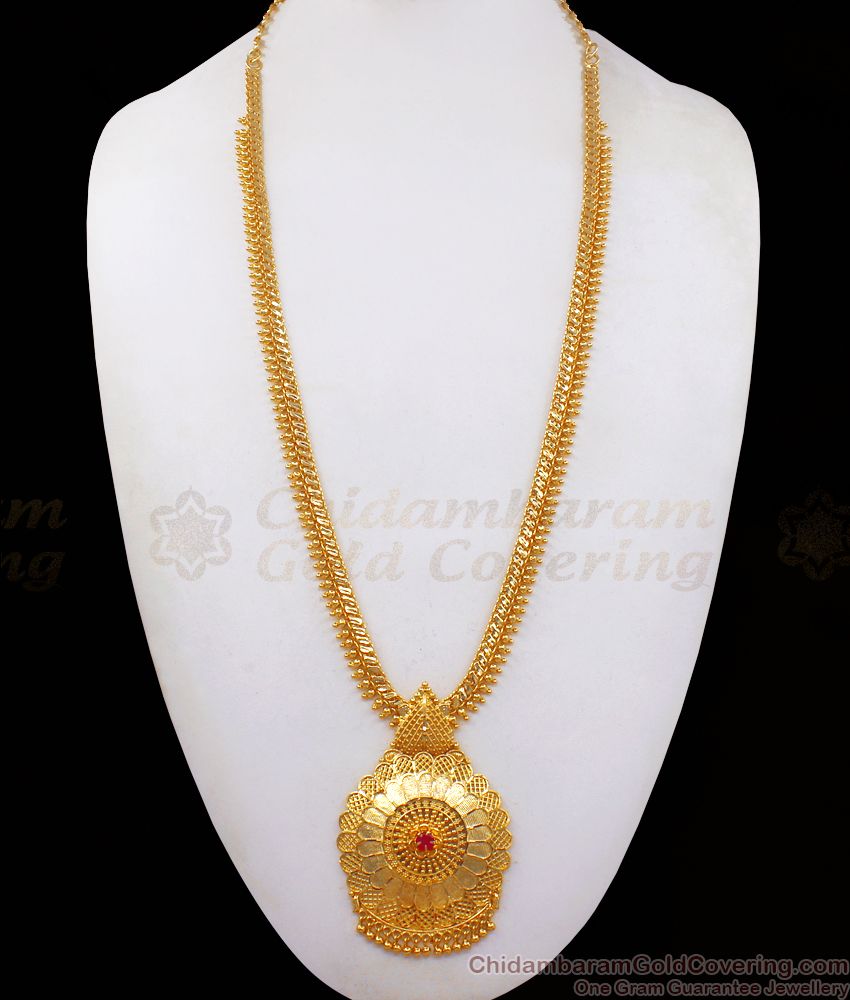 Handcrafted Gold Plated Haaram Ruby Stone Traditional Indian jewelry HR2239