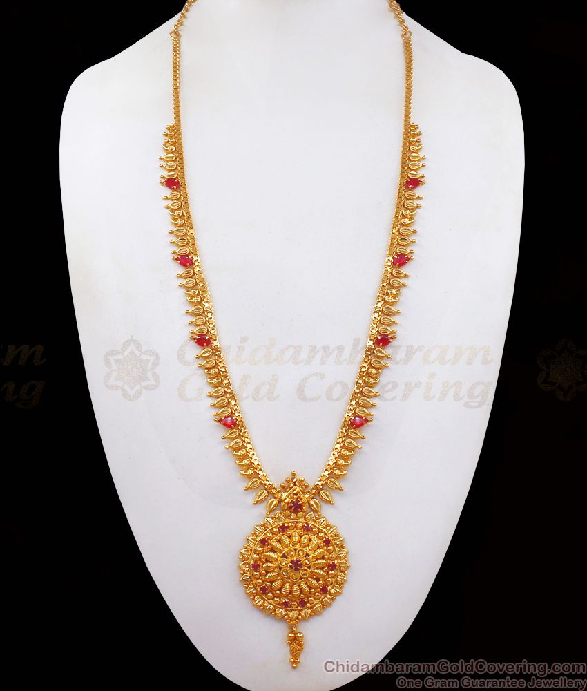 Attractive Gold Imitation Haaram Ruby Stone Mango Design HR2250