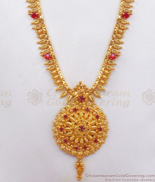 Attractive Gold Imitation Haaram Ruby Stone Mango Design HR2250