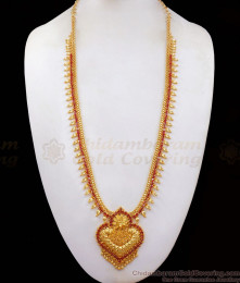 Elegant One Gram Gold Haram Floral Full Ruby Heart Design HR2254