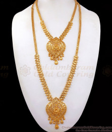 Traditional Gold Plated Haaram Lakshmi Design Necklace Combo HR2261 Traditional Gold Plated Haaram Lakshmi Design Necklace Combo HR2261