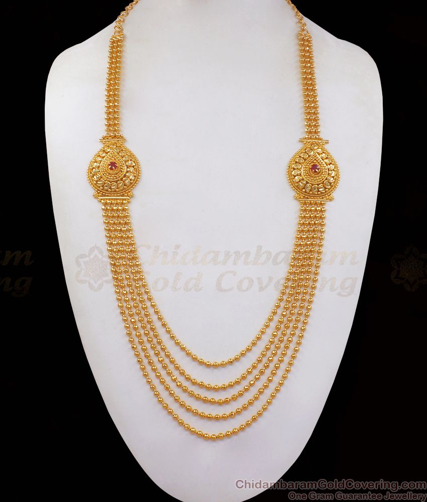 Gorgeous Gold Plated Layered Haaram Heart Shaped Side Pendant HR2264 Gorgeous Gold Plated Layered Haaram Heart Shaped Side Pendant HR2264