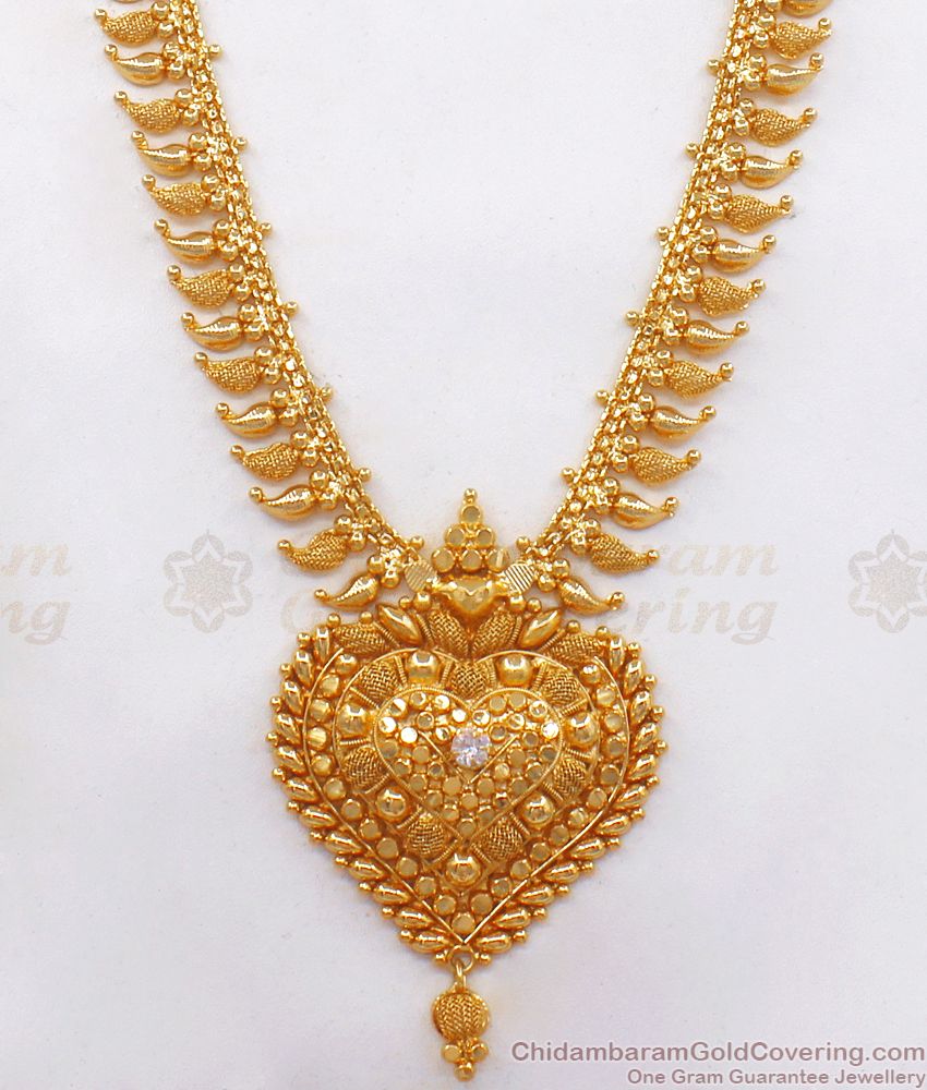 Valentine Gold Imitation Haaram White Stone Mango Design HR2267