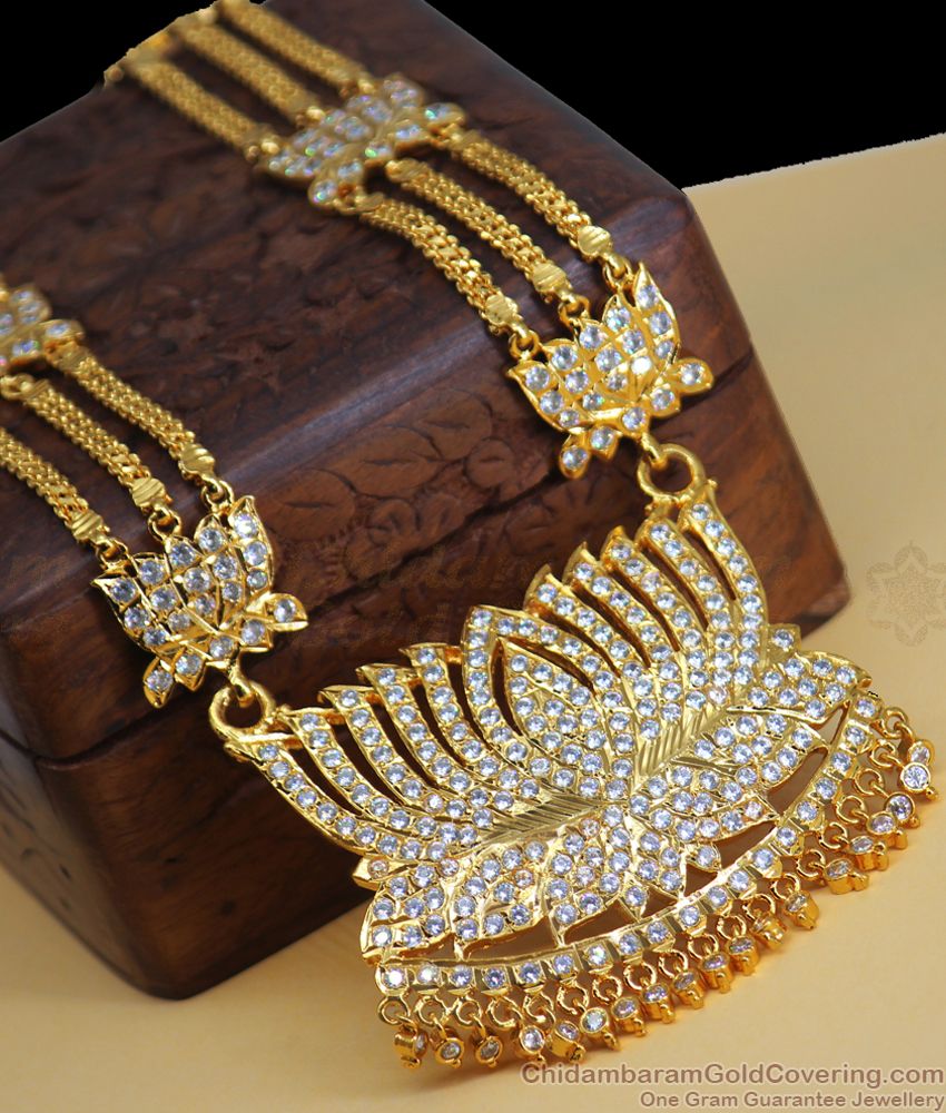 Grand Lotus Design Impon Haram Gati Jewelry For Wedding HR2283