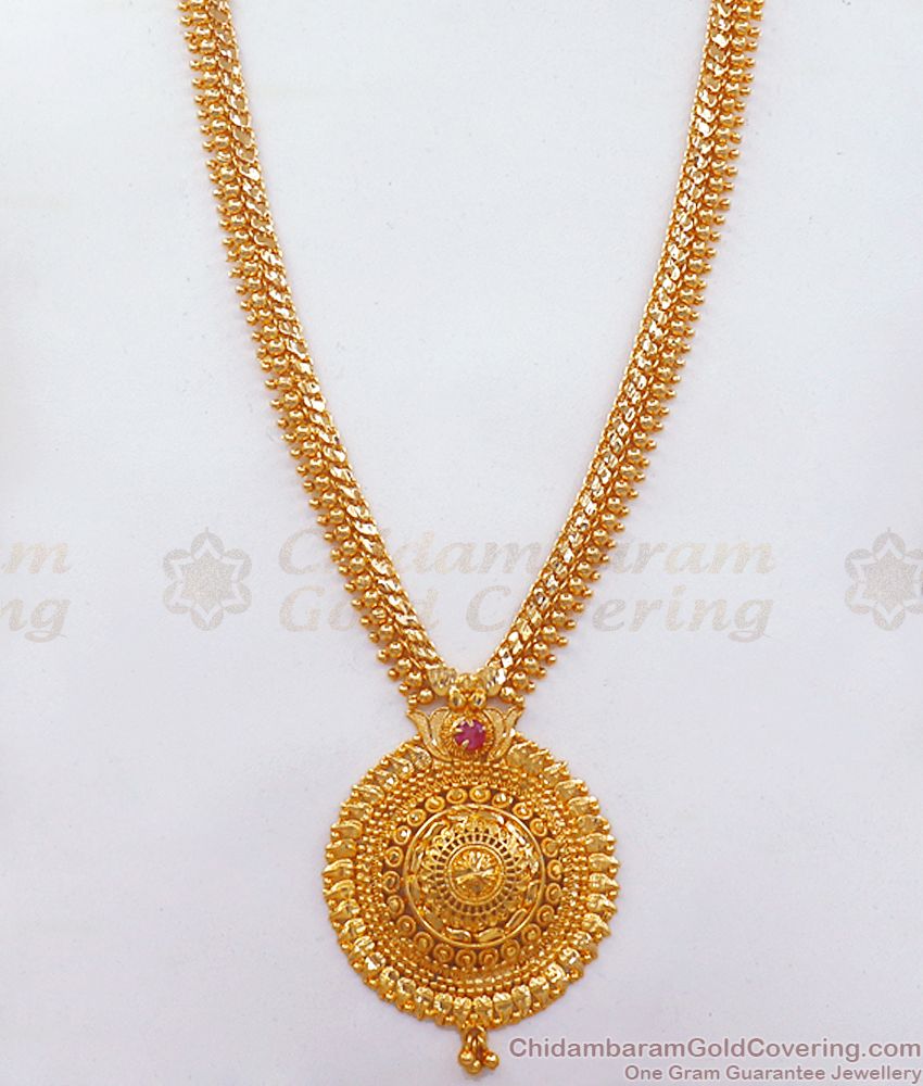 Simple Real Gold Pattern Haram Design Ruby Stone Shop Online HR2301