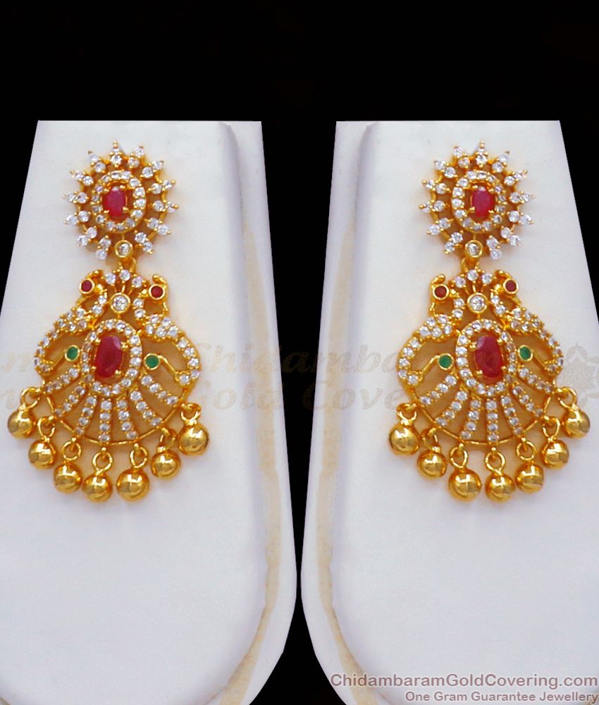 Gorgeous Zircon Stone Gold Plated Haram Earring Combo HR2302