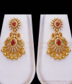Multi Stone Peacock Design Gold Tone Haram Earring Bridal Set HR2303