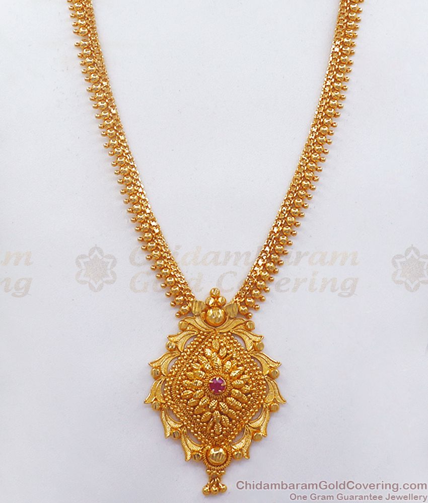 Bridal Wear Gold Haaram From Chidambaram Gold Covering HR2311
