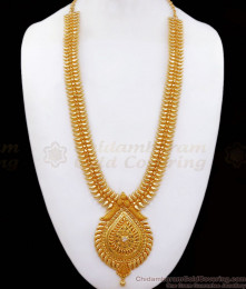 Grand Gold Plated Haram With Single White Stone HR2314