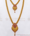 Attractive Ruby Stone Gold Plated Haram Combo Net Pattern HR2315